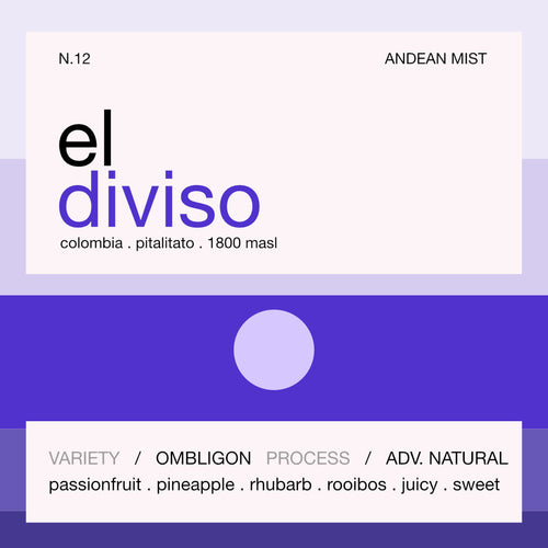 Still Coffee Roasters El Diviso Ombligon label: Colombia, Pitalito, 1800 masl, advanced natural